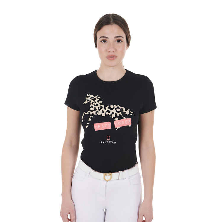 T-shirt in cotone da donna Crazy Horse Equestro