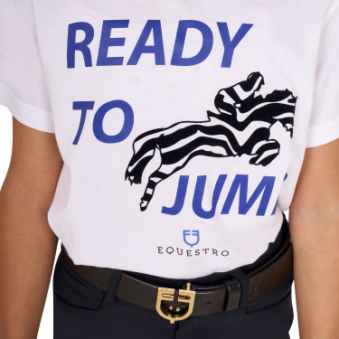 T-shirt Equestro in cotone bambina Ready To Jump Bianco T-shirt Equestro in cotone bambina Ready To Jump Bianco
