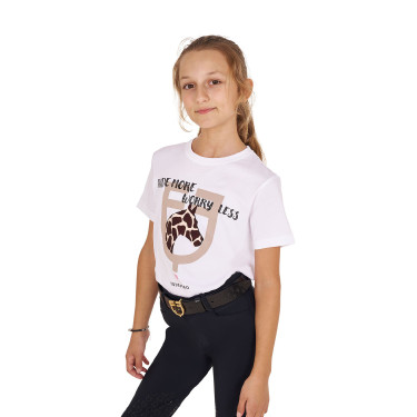 T-shirt Equestro in cotone da bambina Ride More Worry Less Bianco T-shirt Equestro in cotone da bambina Ride More Worry Less Bianco