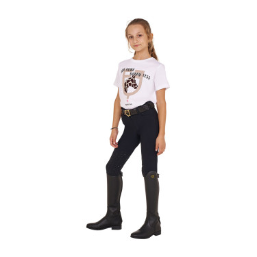 T-shirt Equestro in cotone da bambina Ride More Worry Less Bianco T-shirt Equestro in cotone da bambina Ride More Worry Less Bianco