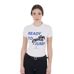 T-shirt Equestro in cotone da donna Ready to Jump Bianco