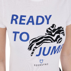 T-shirt Equestro in cotone da donna Ready to Jump Bianco