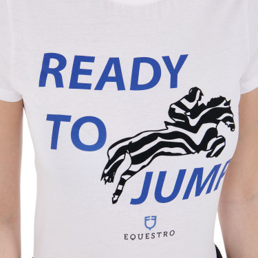 T-shirt Equestro in cotone da donna Ready to Jump Bianco