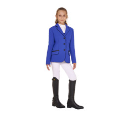 Giacca da concorso Equestro da bambina in tessuto tecnico Blu sodalite Giacca da concorso Equestro da bambina in tessuto tecnico Blu sodalite