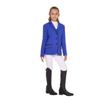 Giacca da concorso Equestro da bambina in tessuto tecnico Blu sodalite Giacca da concorso Equestro da bambina in tessuto tecnico Blu sodalite