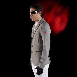 Giacca da concorso uomo Equestro Ridertechnology con cuciture termosaldate Uccello beffardo Grigio