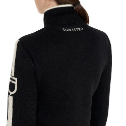 Giacca da donna Equestro in nylon e maglia con cerniera Nero Giacca da donna Equestro in nylon e maglia con cerniera Nero