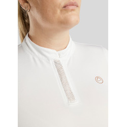 Polo Montar Briella a maniche lunghe crystal Rose gold Curve donna Bianco