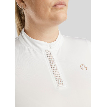 Polo Montar Briella a maniche lunghe crystal Rose gold Curve donna Bianco