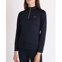 Polo da concorso Montar Everly con logo in cristalli a maniche lunghe da donna