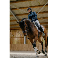 Briglia Dy'on collezione dressage cuoio piatto Capezzina Combinata Larga Verniciata Fodera Bianca Nero