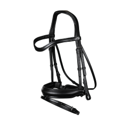 Briglia Dy'on collezione dressage cuoio piatto Capezzina Combinata Media con Chiusura Pull-Back Nero