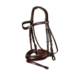 Briglia Dy'on collezione dressage cuoio piatto Capezzina Combinata Media con Chiusura Pull-Back Marrone