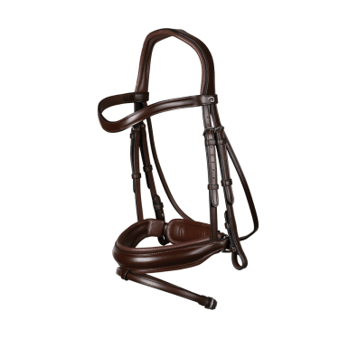 Briglia Dy'on collezione dressage cuoio piatto Capezzina Combinata Media con Chiusura Pull-Back Marrone