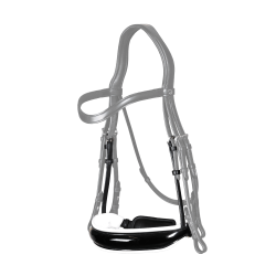 Museruola Dy'on collezione dressage cuoio piatto Large Verniciata Con Fodera Bianca