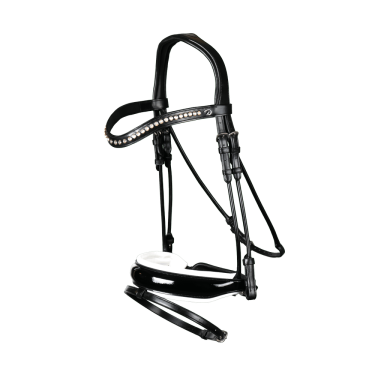 Bridon collezione Dy'on dressage cuoio tondo Capezzina Combinata Larga Verniciata Fodera Bianca Bridon collezione Dy'on dressage cuoio tondo Capezzina Combinata Larga Verniciata Fodera Bianca