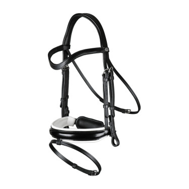 Briglia Working by Dy'on Capezzina Combinata Larga Lucida Fodera Bianca Nero