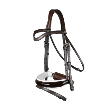 Briglia Working by Dy'on Capezzina Combinata Larga Lucida Fodera Bianca Marrone