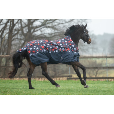 Coperta highneck HKM Norwich 600D 100g Blu con motivo a stelle Motivi Coperta highneck HKM Norwich 600D 100g Blu con motivo a stelle Motivi