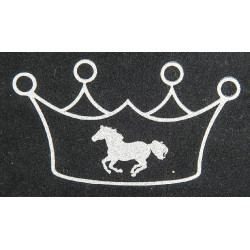 Toppa termoadesiva corona e cavallo HKM Argento flex moda glitter Toppa termoadesiva corona e cavallo HKM Argento flex moda glitter