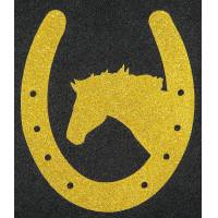 Toppa termoadesiva a ferro di cavallo e cavallo HKM Oro flex moda glitter