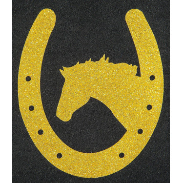 Toppa termoadesiva a ferro di cavallo e cavallo HKM Oro flex moda glitter