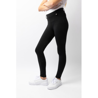 Leggings termici da bambino Horze Dea con grip completo Caviale nero Leggings termici da bambino Horze Dea con grip completo Caviale nero