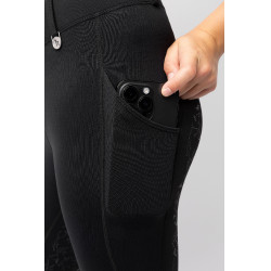 Leggings termici da bambino Horze Dea con grip completo Caviale nero Leggings termici da bambino Horze Dea con grip completo Caviale nero