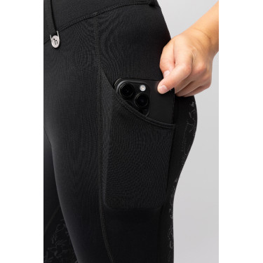 Leggings termici da bambino Horze Dea con grip completo Caviale nero Leggings termici da bambino Horze Dea con grip completo Caviale nero
