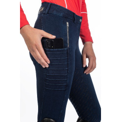 Pantaloni da donna Aruba Denim con fondo 1/1 in silicone HKM Blu scuro Pantaloni da donna Aruba Denim con fondo 1/1 in silicone HKM Blu scuro
