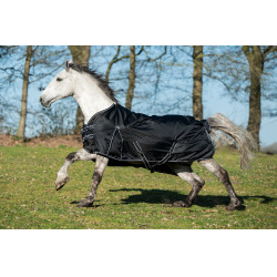 Coperta da paddock Premium HKM 1680D 200g fodera liscia Nero