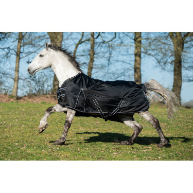 Coperta da paddock Premium HKM 1680D 200g fodera liscia Nero