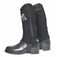 Mini chaps HKM bambini imitazione nabuk parte tessuta Nero Mini chaps HKM bambini imitazione nabuk parte tessuta Nero
