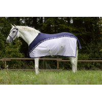 Fliegen-/Abschwitzdecke Monaco Style HKM Bianco / blu navy Fliegen-/Abschwitzdecke Monaco Style HKM Bianco / blu navy