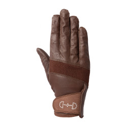 Guanti in pelle e mesh da donna Horze Marrone
