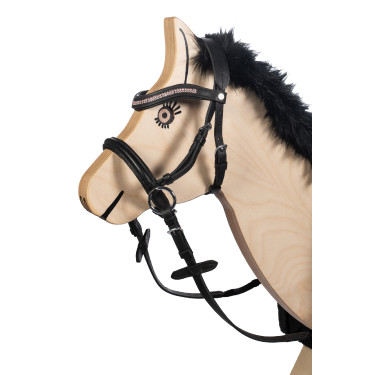 Briglia senza morso Funny Horses, per i cavalli in legno HKM Nero / fucsia Briglia senza morso Funny Horses, per i cavalli in legno HKM Nero / fucsia