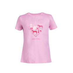 T-shirt bambini HKM I love horse riding Rosa