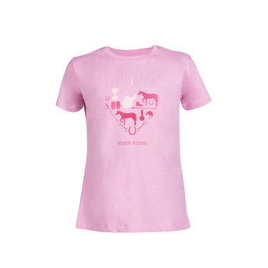 T-shirt bambini HKM I love horse riding Rosa