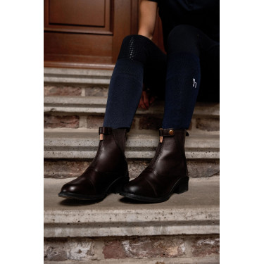 Stivali in pelle rosa con cerniera frontale Horze Marrone scuro