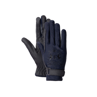 Guanti da equitazione B Vertigo Laia da donna con logo stampato Blu marino scuro Guanti da equitazione B Vertigo Laia da donna con logo stampato Blu marino scuro