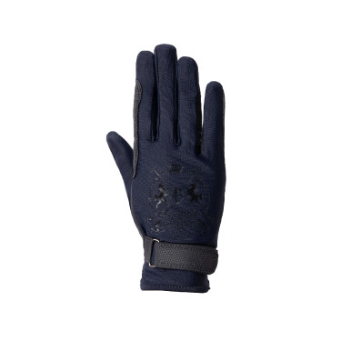 Guanti da equitazione B Vertigo Laia da donna con logo stampato Blu marino scuro Guanti da equitazione B Vertigo Laia da donna con logo stampato Blu marino scuro