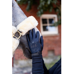Guanti da equitazione B Vertigo Laia da donna con logo stampato Blu marino scuro Guanti da equitazione B Vertigo Laia da donna con logo stampato Blu marino scuro