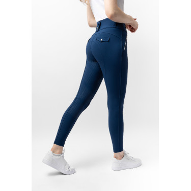 Pantaloni da equitazione da donna B Vertigo termici con grip integrale Enya Titano marino Blu marino