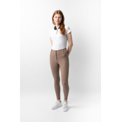 Pantaloni da equitazione da donna B Vertigo termici con grip integrale Enya Marrone fango Beige