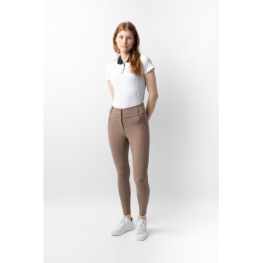Pantaloni da equitazione da donna B Vertigo termici con grip integrale Enya Marrone fango Beige