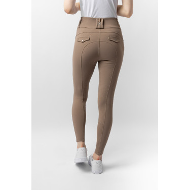 Pantaloni da equitazione da donna B Vertigo termici con grip integrale Enya Marrone fango Beige