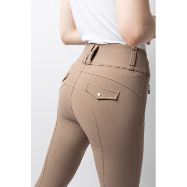 Pantaloni da equitazione da donna B Vertigo termici con grip integrale Enya Marrone fango Beige