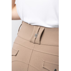 Pantaloni da equitazione da donna B Vertigo termici con grip integrale Enya Marrone fango Beige