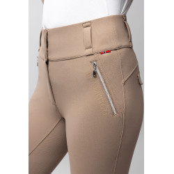 Pantaloni da equitazione da donna B Vertigo termici con grip integrale Enya Marrone fango Beige