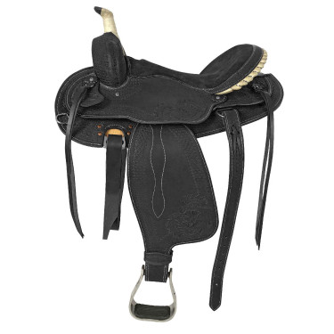 Sella western Lakota con gonna rotonda incisa e filo d'argento Nero Sella western Lakota con gonna rotonda incisa e filo d'argento Nero